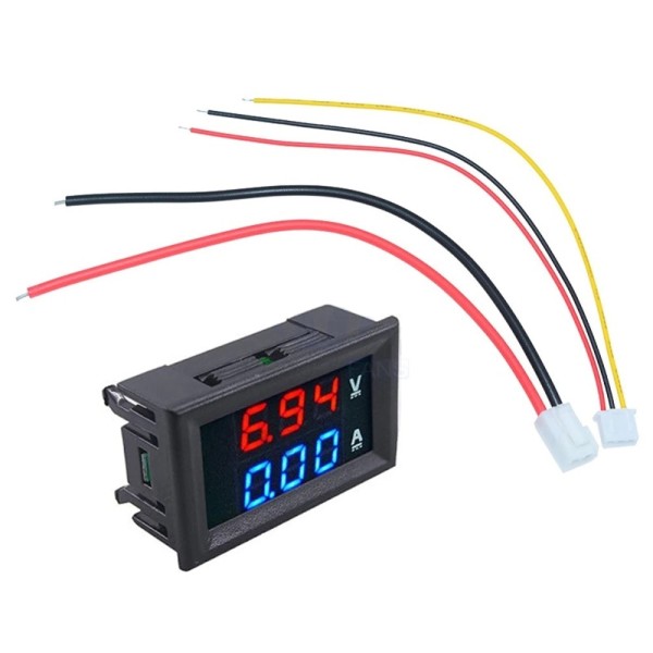 Digital Voltmeter - Ammeter, 100 V 100 A, red - blue display